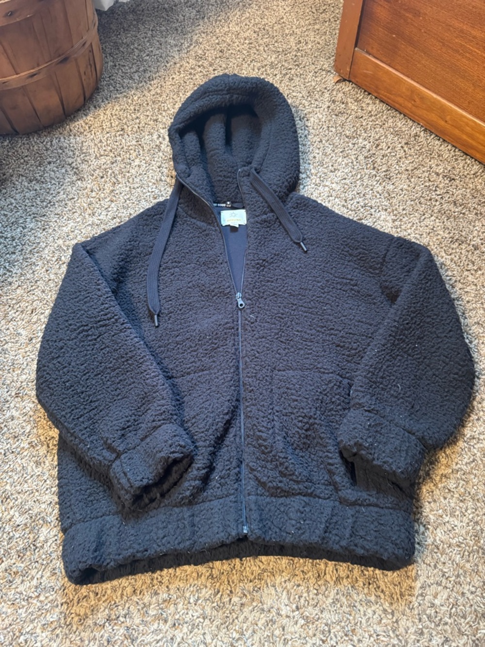 aerie Black Sherpa Zip Hoodie